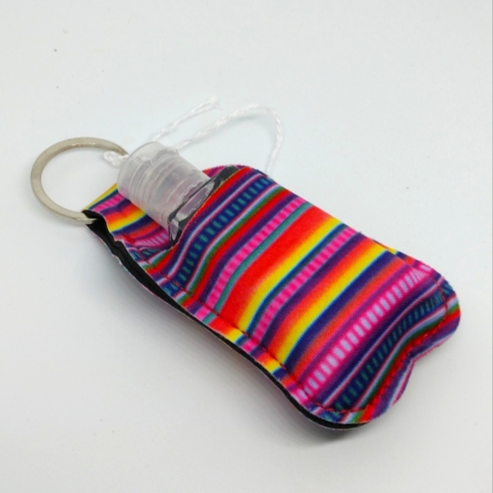 Rainbow stripes sanitizer keychain